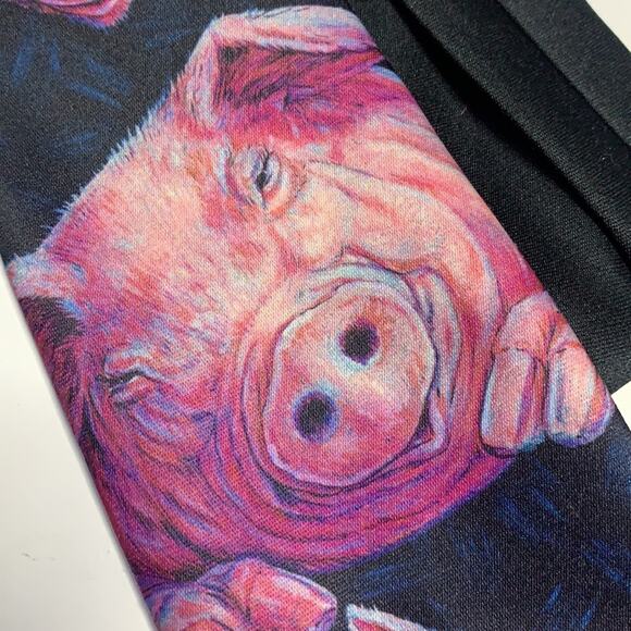 Ralph Marlin Vintage Black Pink Men's Artist Vintage Pig Tie Rare 1989 - Picture 2 of 6